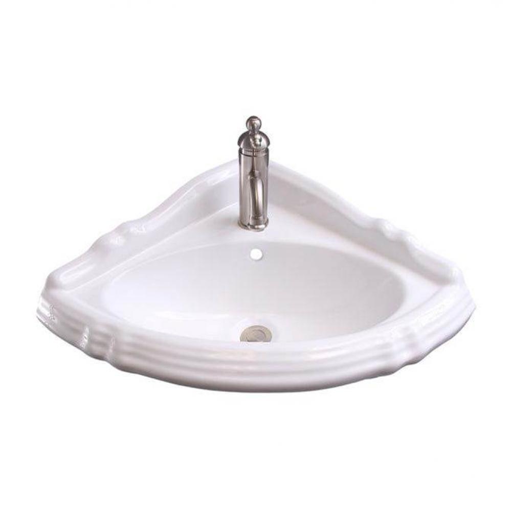 Ethan Corner Wall Hung w/OF 1 Faucet Hole, White