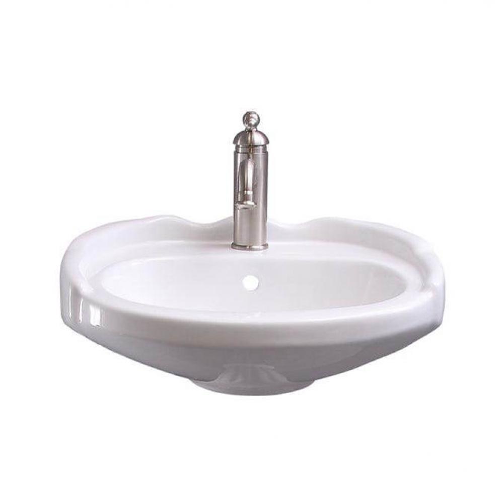 Silvi 20'' Wall Hung w/Overflow 1 Faucet Hole, White