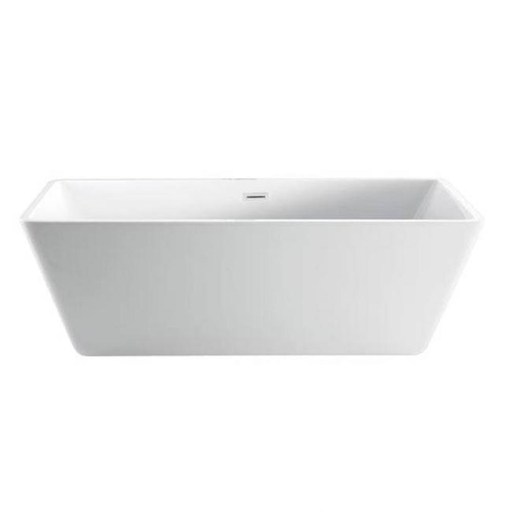 Siren 64'' AC Rect Tub WithInternal OF Drain Chrome, WH