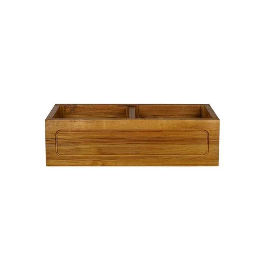 Kolea 36'' Double Bowl Farm Sink,Frame Front, Teak