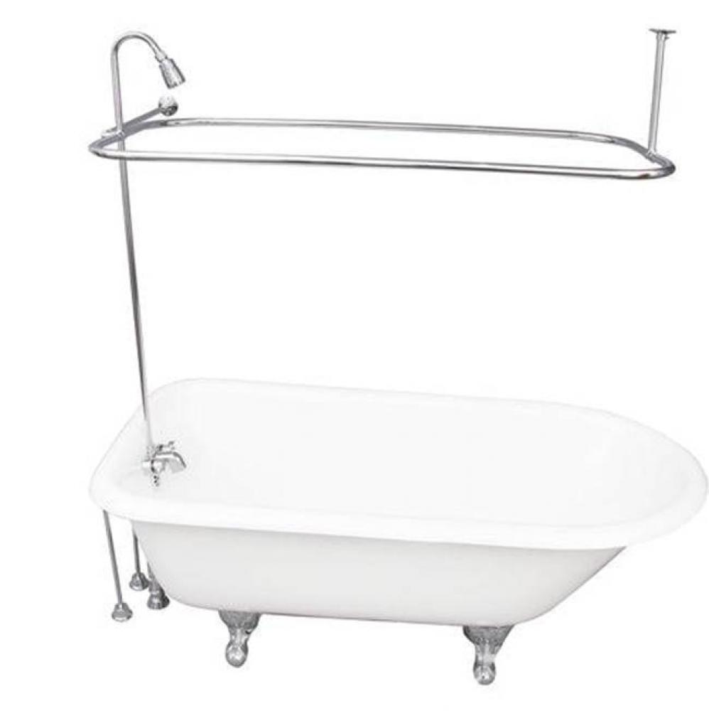 Tub Kit 60'' CI Roll Top, ShwrUnit, Supplies, Drain-Chrome