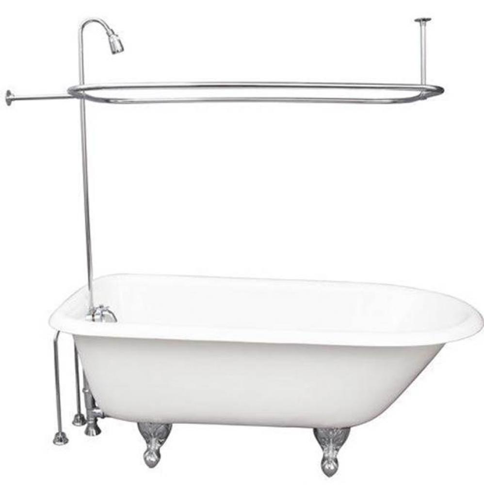 Tub Kit 67'' CI Roll Top, ShwrUnit, Supplies, Drain-Chrome