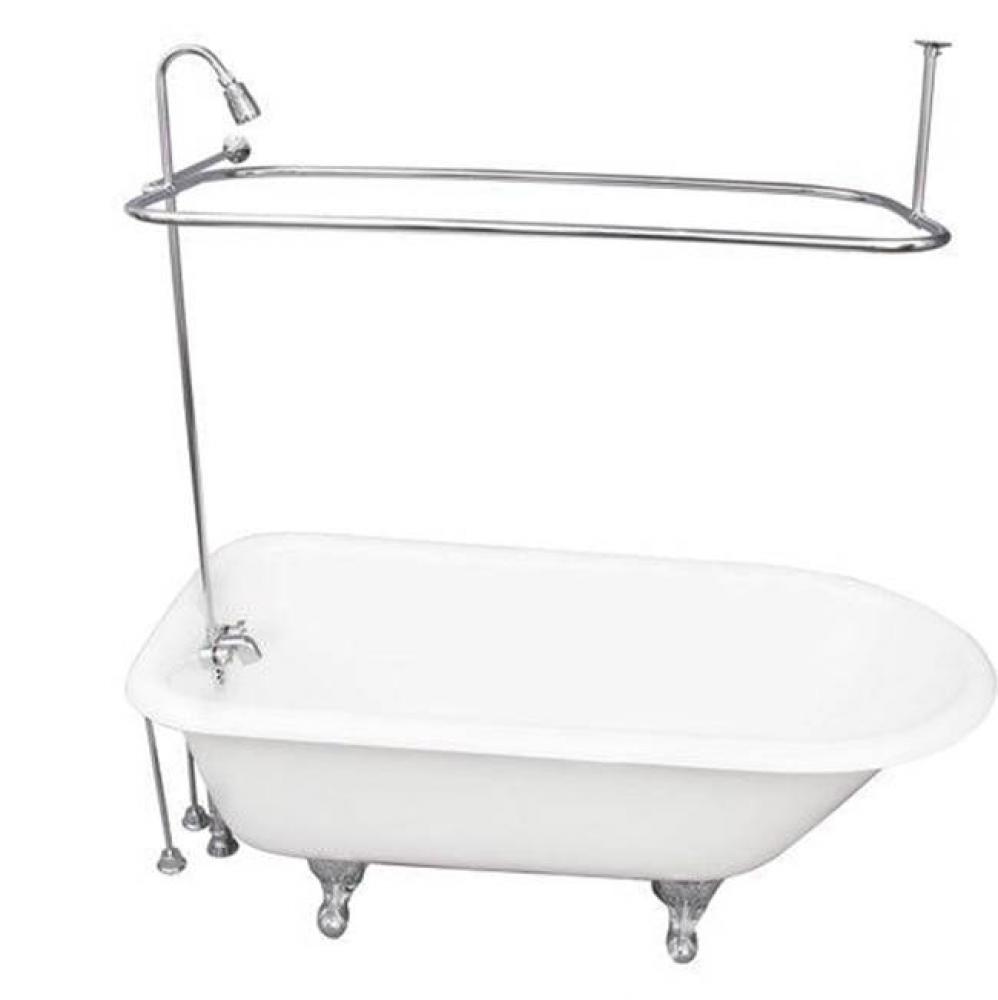 Tub Kit 67'' CI Roll Top, ShwrUnit, Supplies, Drain-Chrome