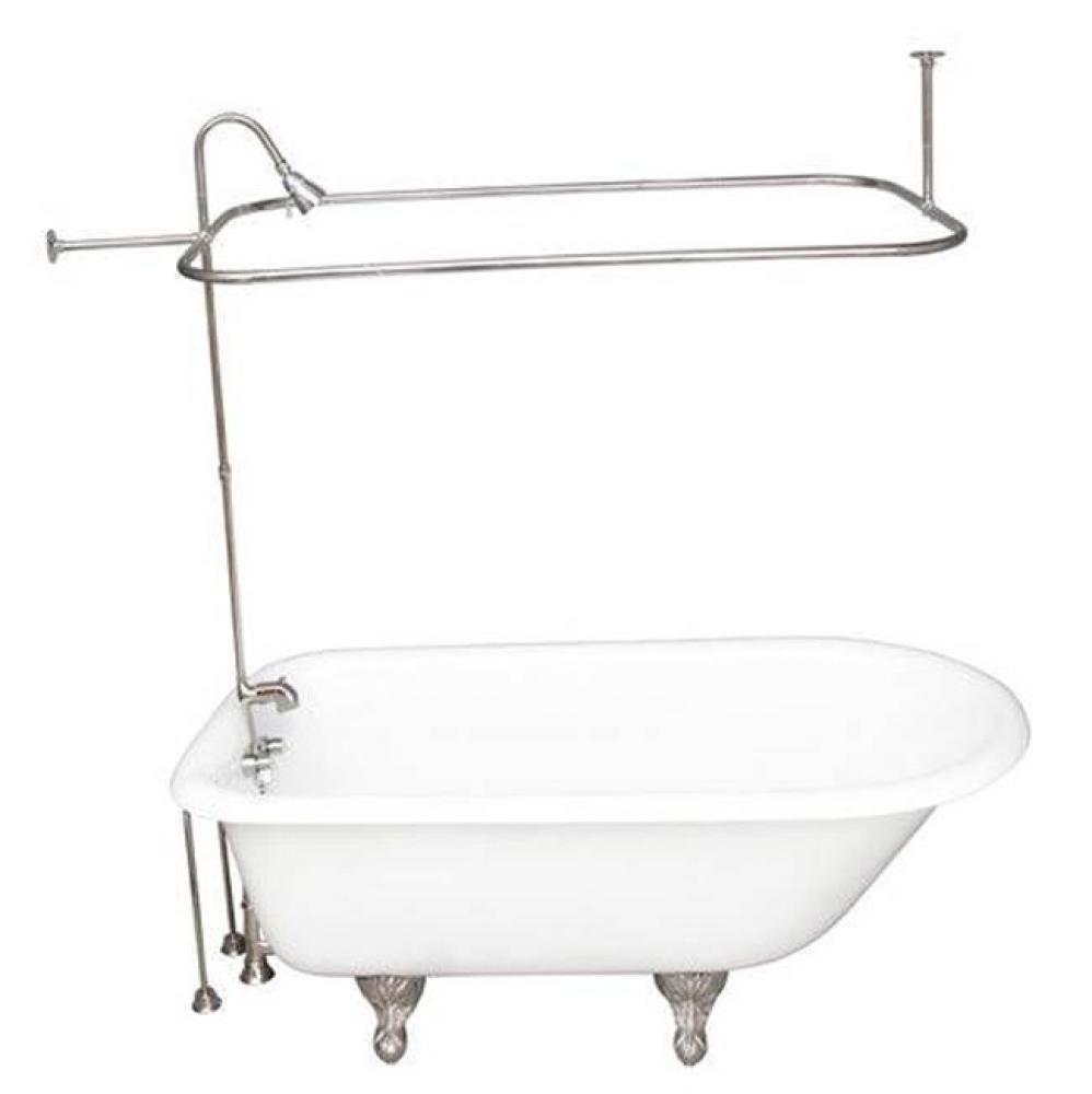 Tub Kit 67'' CI Roll Top, ShwrUnit, Supplies, Drain-Chrome