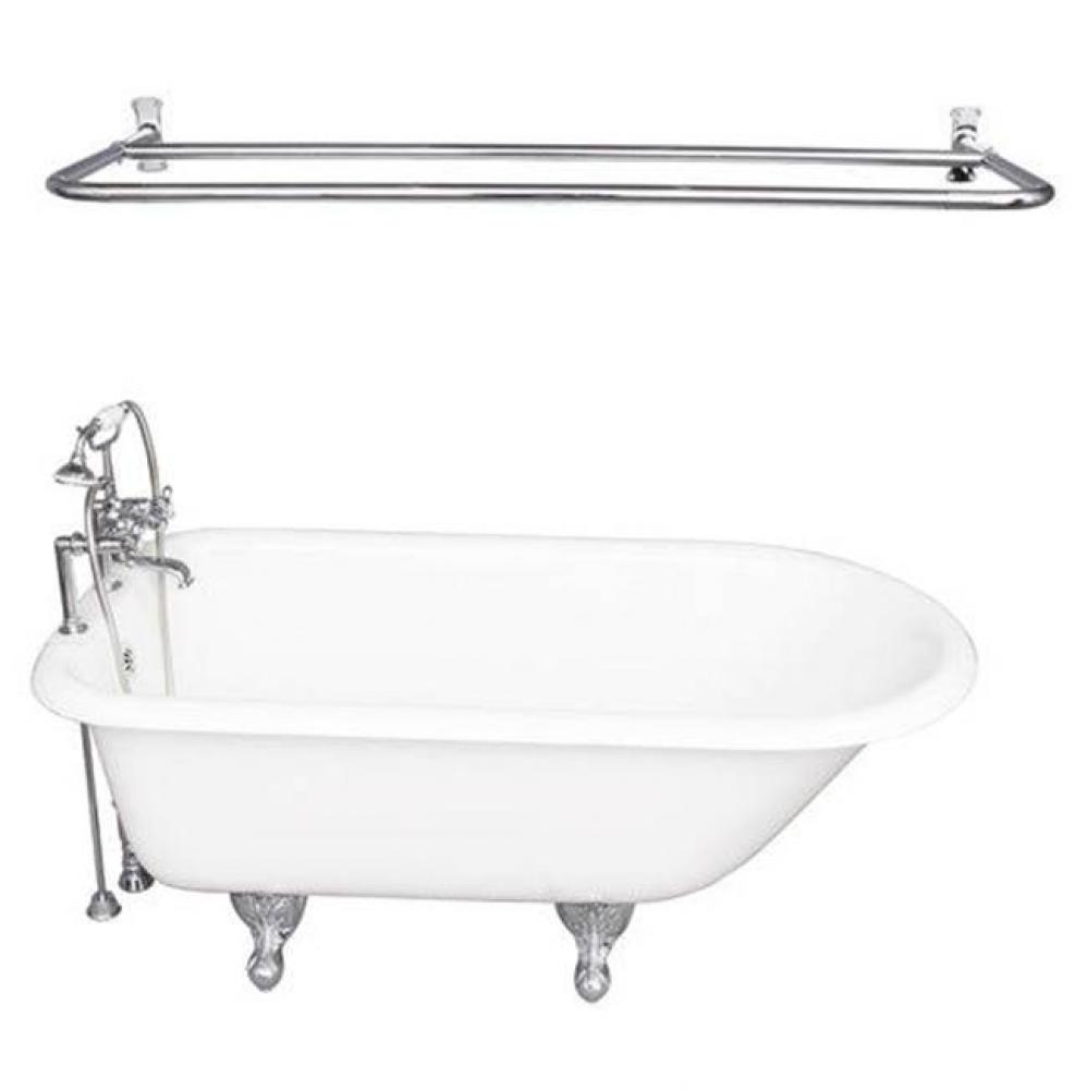 Tub Kit 60'' CI Roll Top, ShwrUnit, Supplies, Drain-Chrome