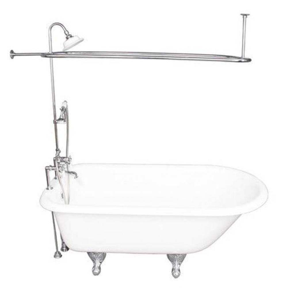 Tub Kit 67'' CI Roll Top, ShwrUnit, Supplies, Drain-Chrome