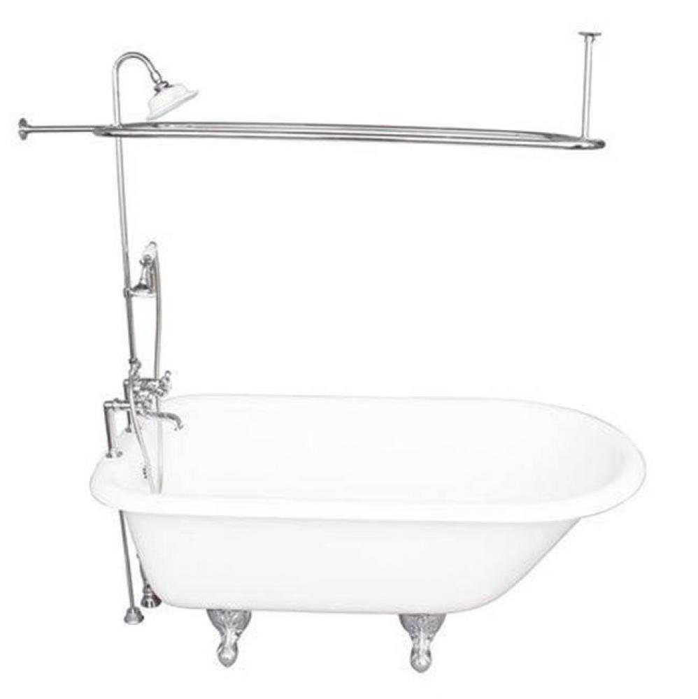 Tub Kit 67'' CI Roll Top, ShwrUnit, Supplies, Drain-Chrome