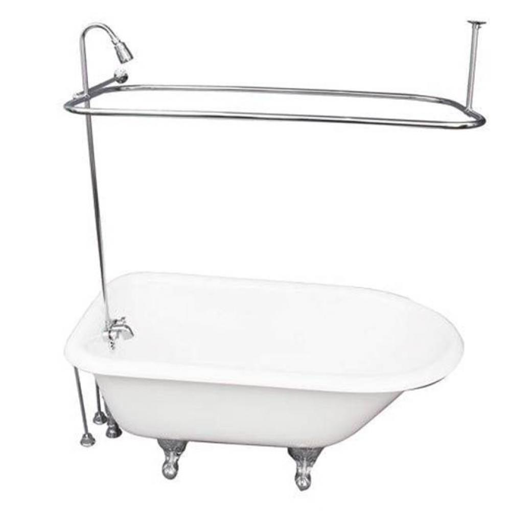 Tub Kit 54'' CI Roll Top, ShwrUnit, Supplies, Drain-Chrome