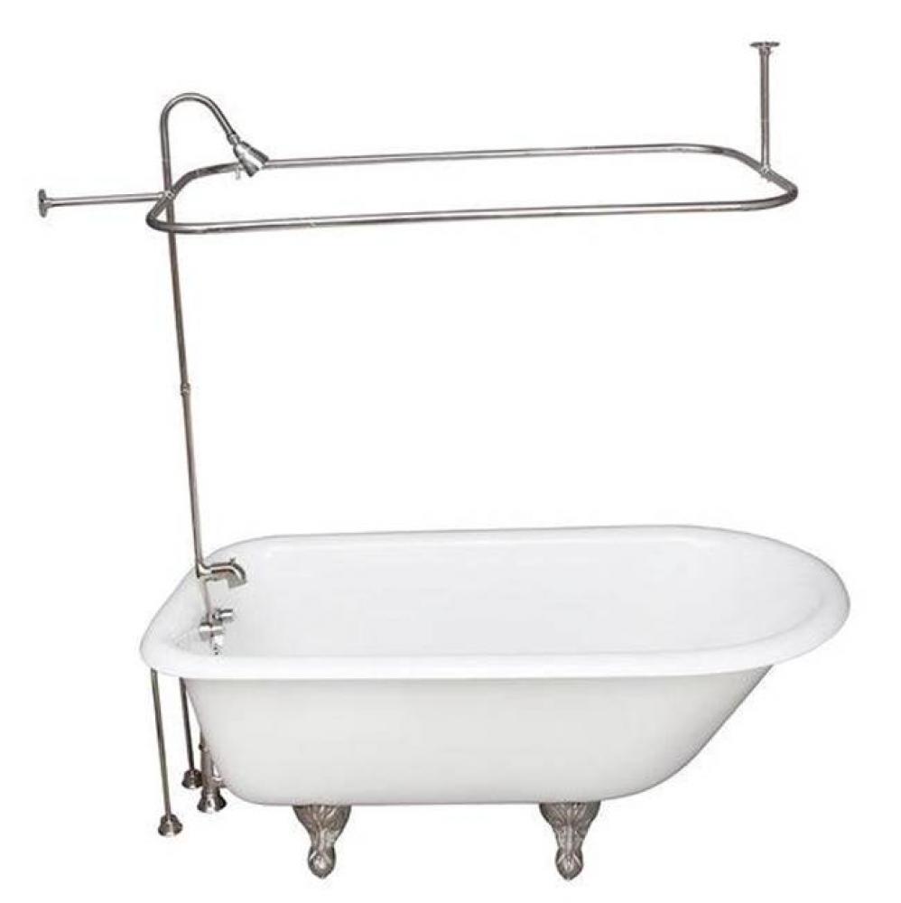 Tub Kit 54'' CI Roll Top, ShwrUnit, Supplies, Drain-Chrome