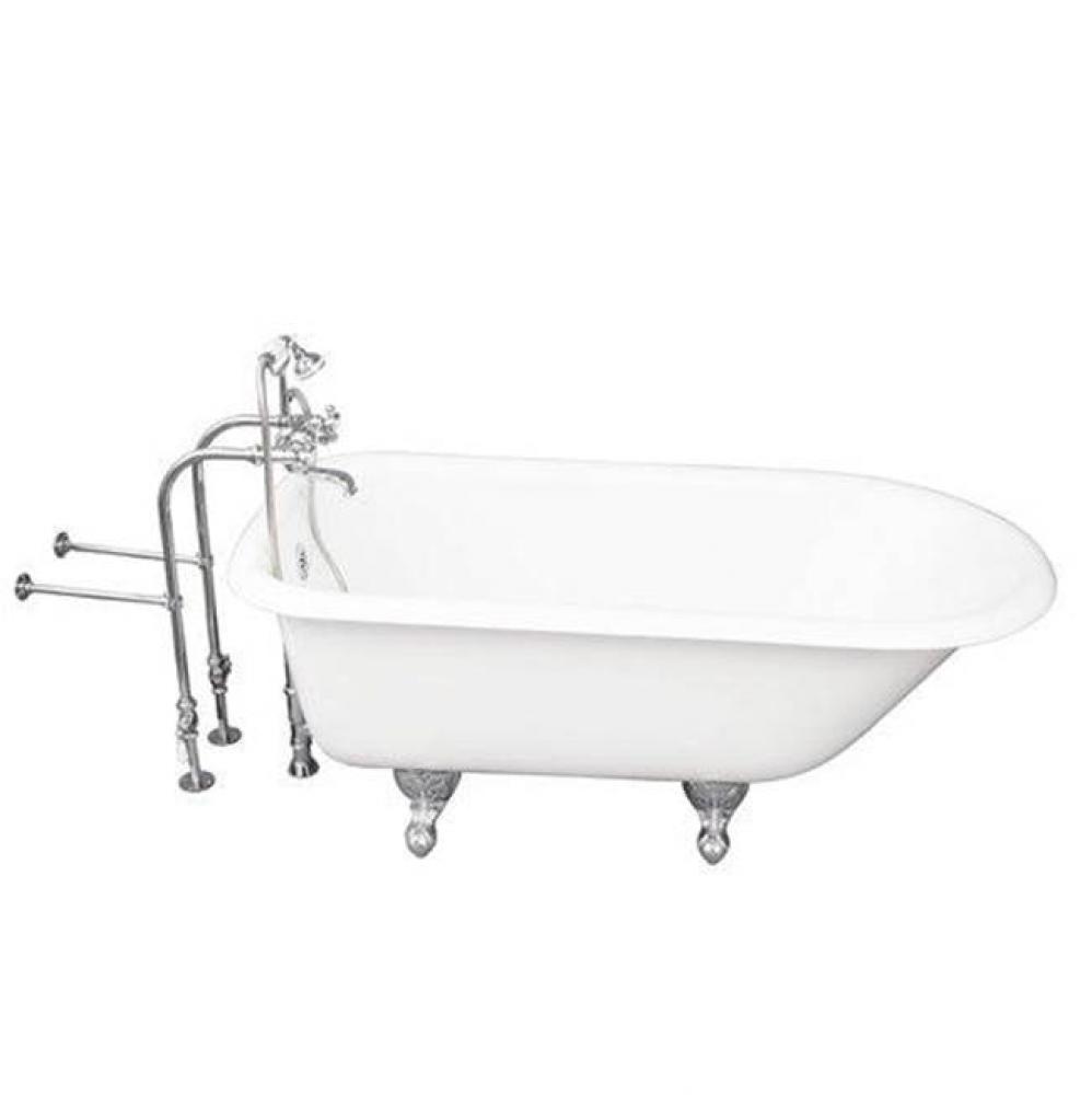 Tub Kit 60'' CI Roll Top, TubFiller, Supplies, Drain-Chrome