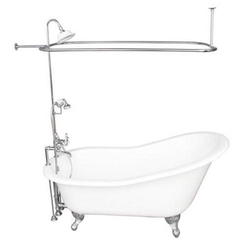 Tub Kit 67'' CI Slipper, ShwrUnit, Supplies, Drain-Chrome