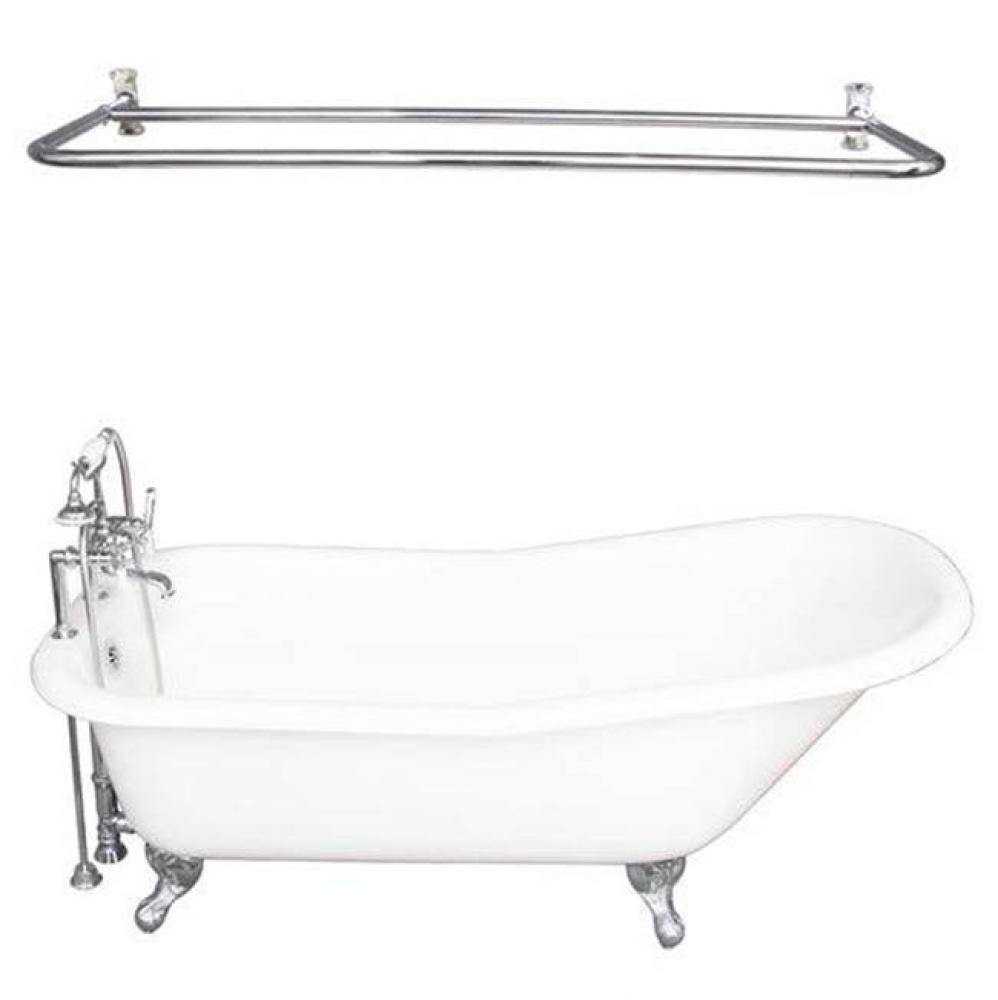 Tub Kit 67'' CI Slipper, ShwrRd,Filler,Supplies, Drain-Chrm