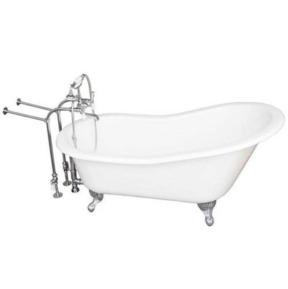 Tub Kit 60'' CI Slipper, TubFiller, Supplies, Drain-Chrome