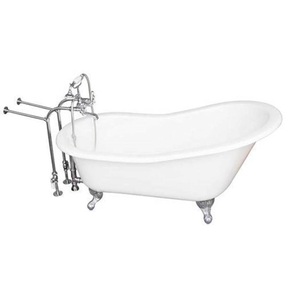 Tub Kit 67'' CI Slipper, TubFiller, Supplies, Drain-Chrome