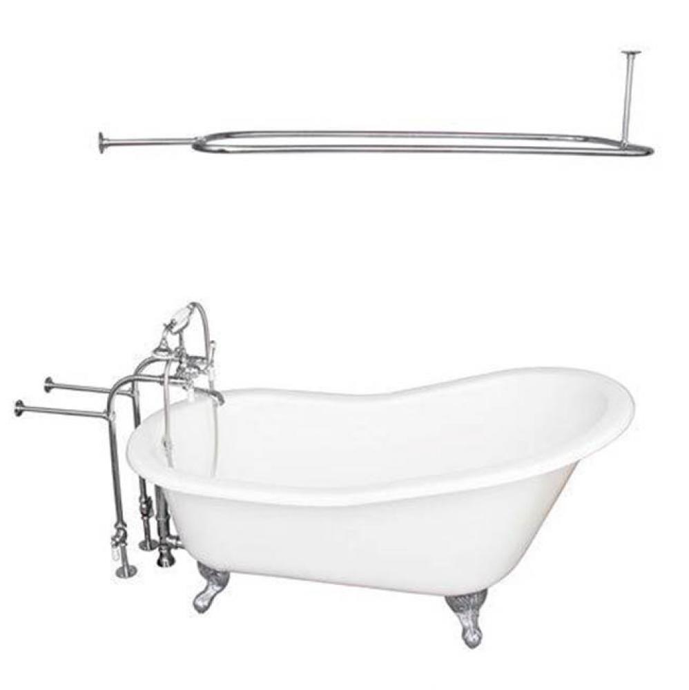 Tub Kit 67'' CI Slipper, ShwrRd,Filler,Supplies, Drain-Chrm