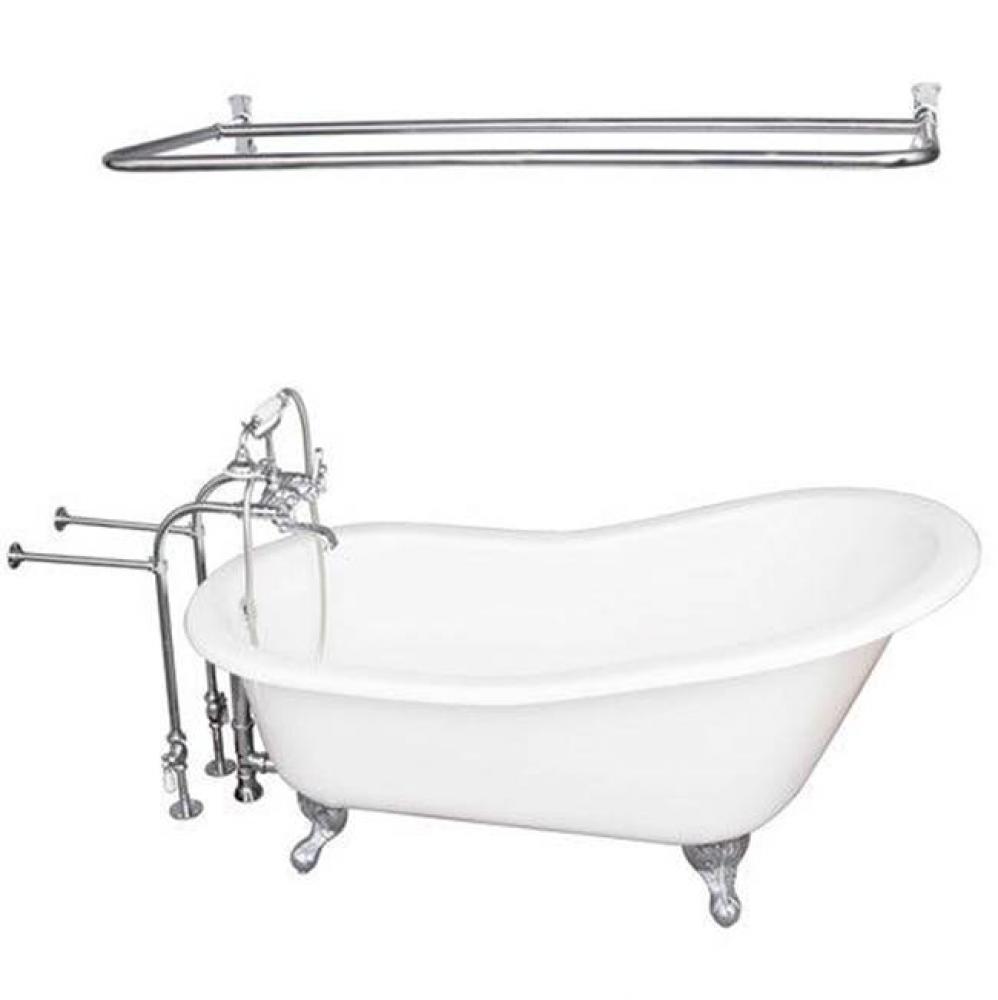 Tub Kit 67'' CI Slipper, ShwrRd,Filler,Supplies, Drain-Chrm