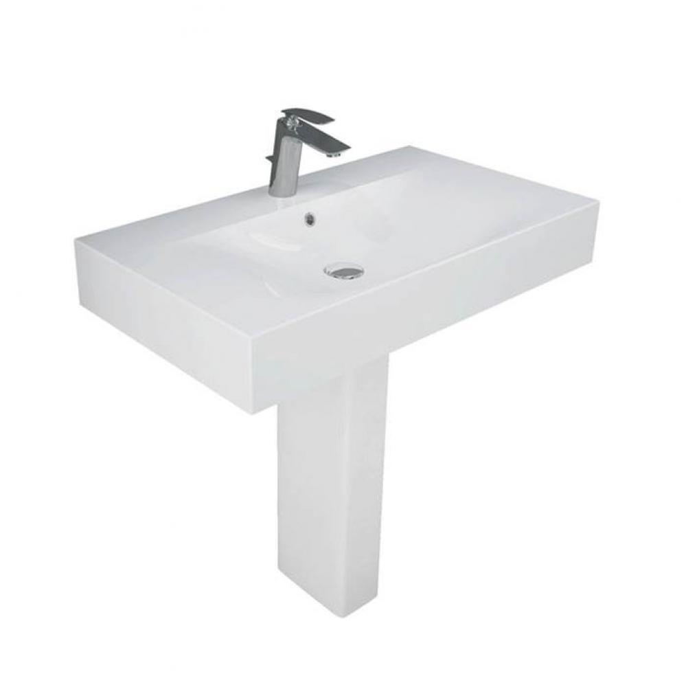 Des 810 Pedestal Lavatory 8'' Widespread, White