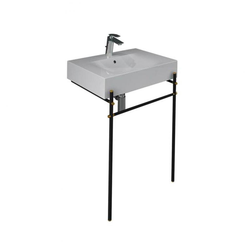 Des 610 Basin 1-Hole WHITE, with brass stand, Matte Black