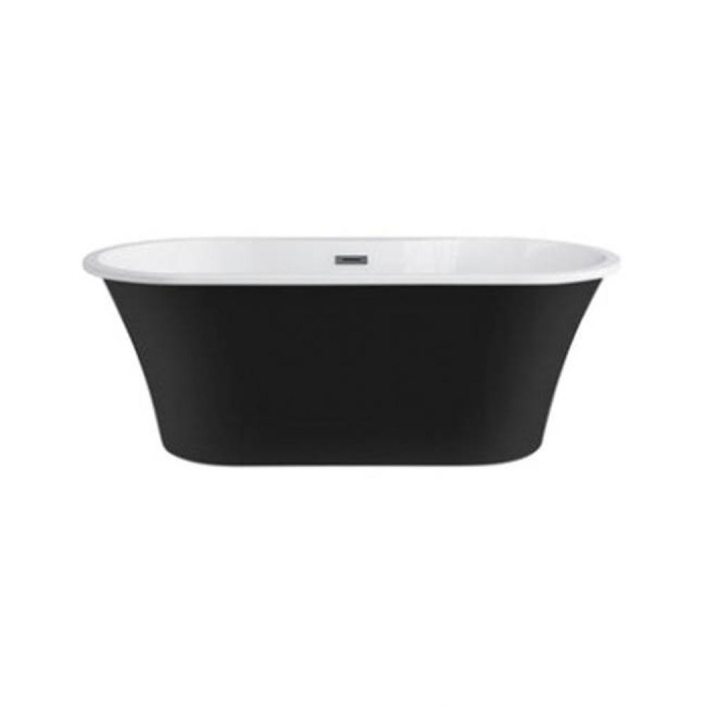 Nouri 65'' AC Tub Matt Black W/ Internal Drain And Of Chrome