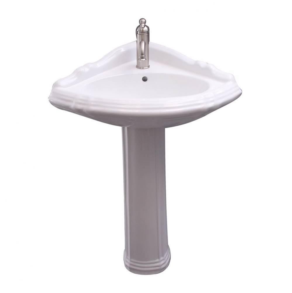 Ethan Corner Basin Only with 1-Faucet Hole,W/Overflow,WH