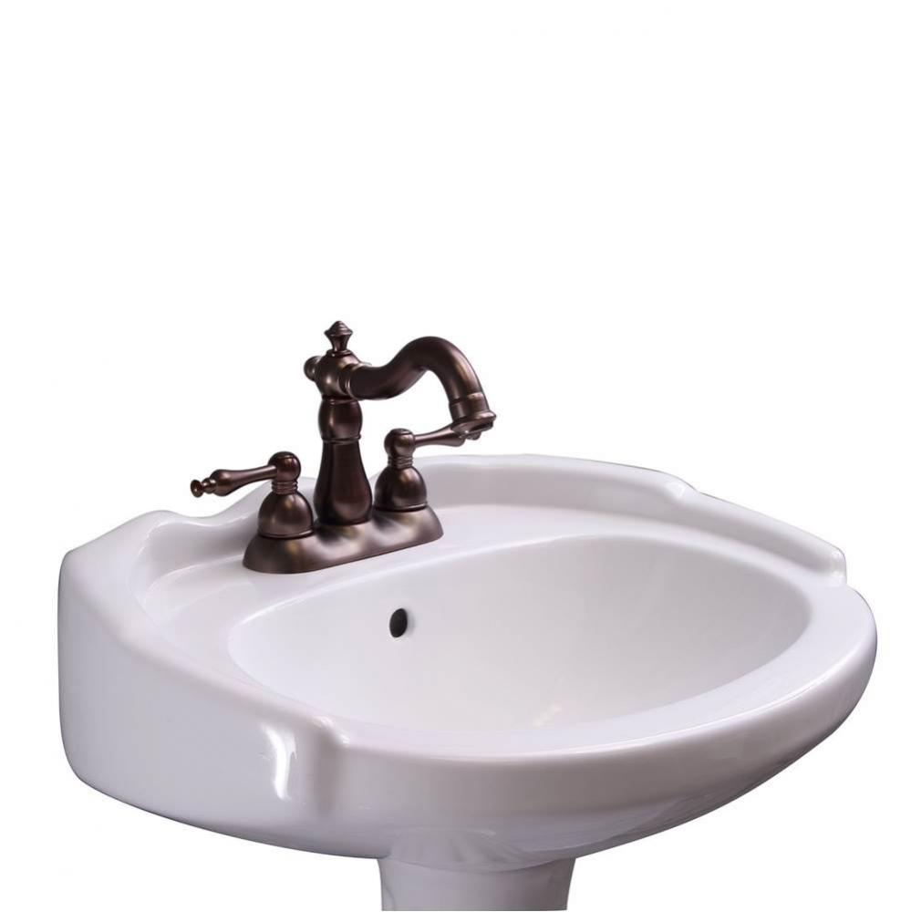 Silvi 20'' Basin Only with 4'' Center Set,W/ Overflow,WH