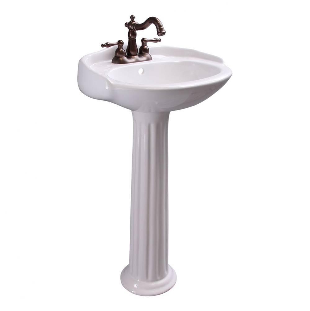 Arianne 19'' Basin Only with 4'' Center Set,W/ Overflow,WH