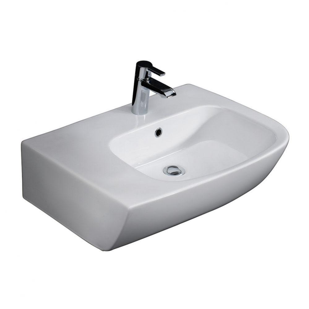 Elena 25'' Above Counter Basin Deck on Left, 1 Hole, White