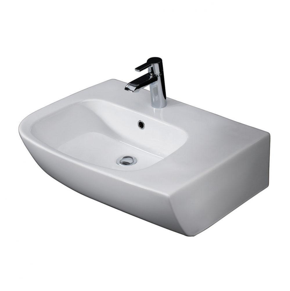 Elena 25'' Above Counter Basin Deck on Right, 1 Hole, White