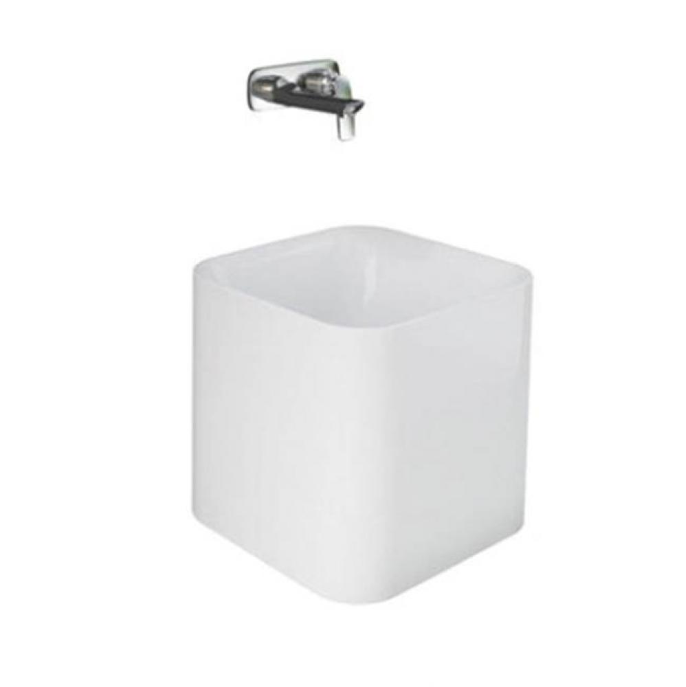 Petite 14'' Square Vessel, No faucet holes, White