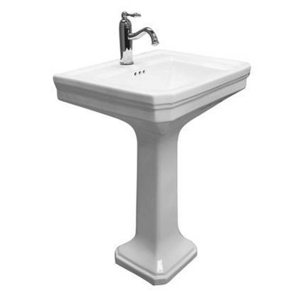 Drew 610 Pedestal 4''cc FaucetHole, Overflow, White