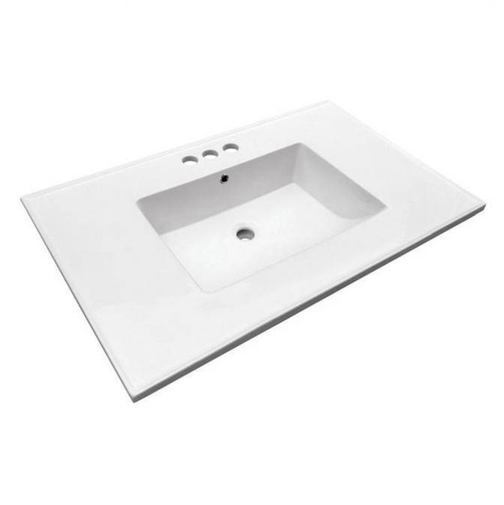 Hartley 37'' Rect Vanity Top4''Center Set,OF,Ceramic,White