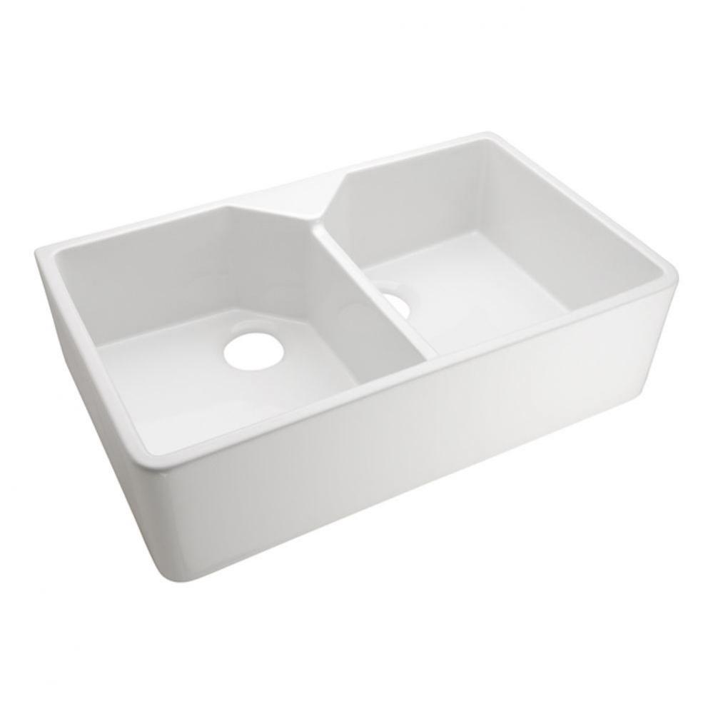 Jolie 31.5'' Double Bowl Farmer Sink, One-Hole, White