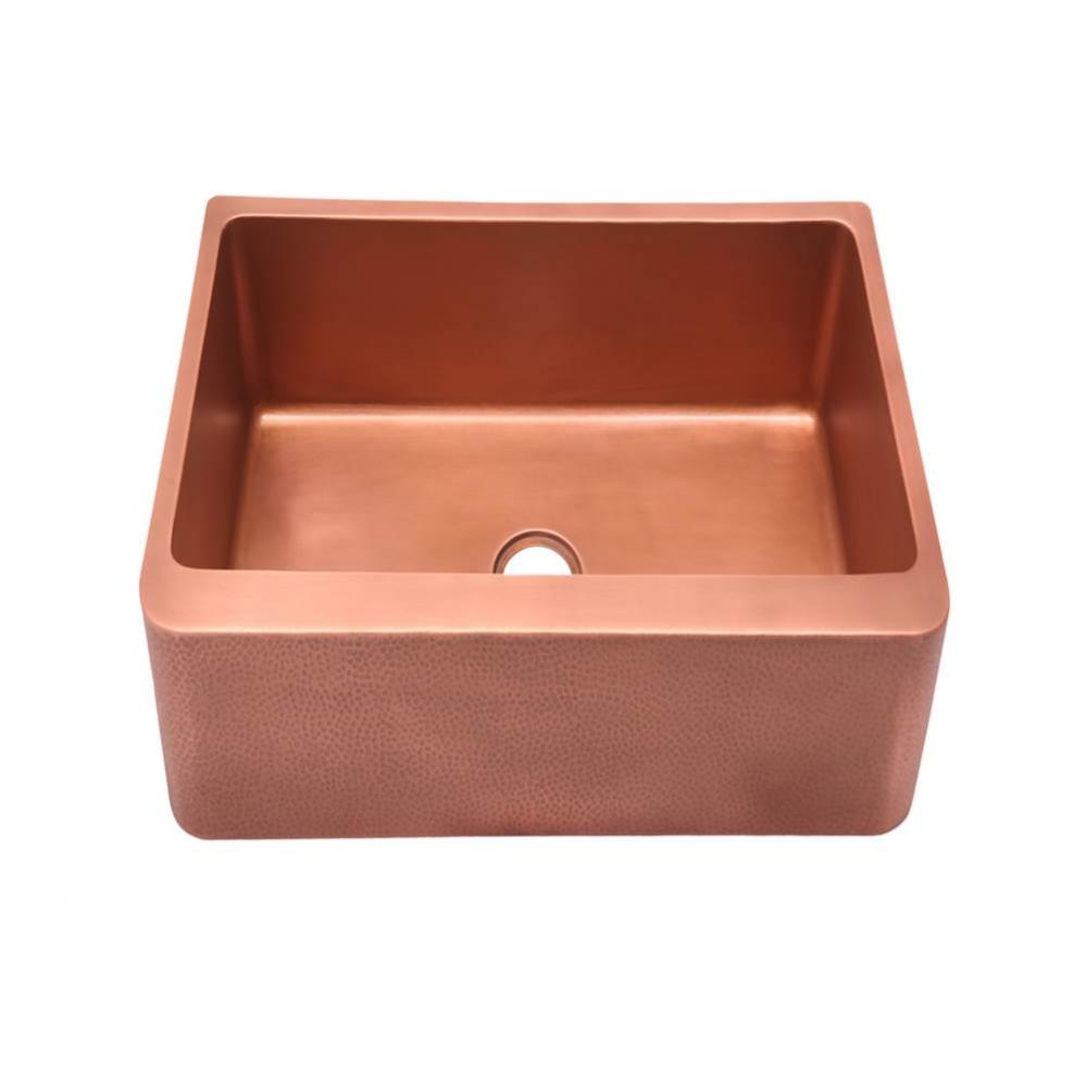 Barroca 25'' Copper Apron Front Sink w Ham Exterior, Smooth Int-AC