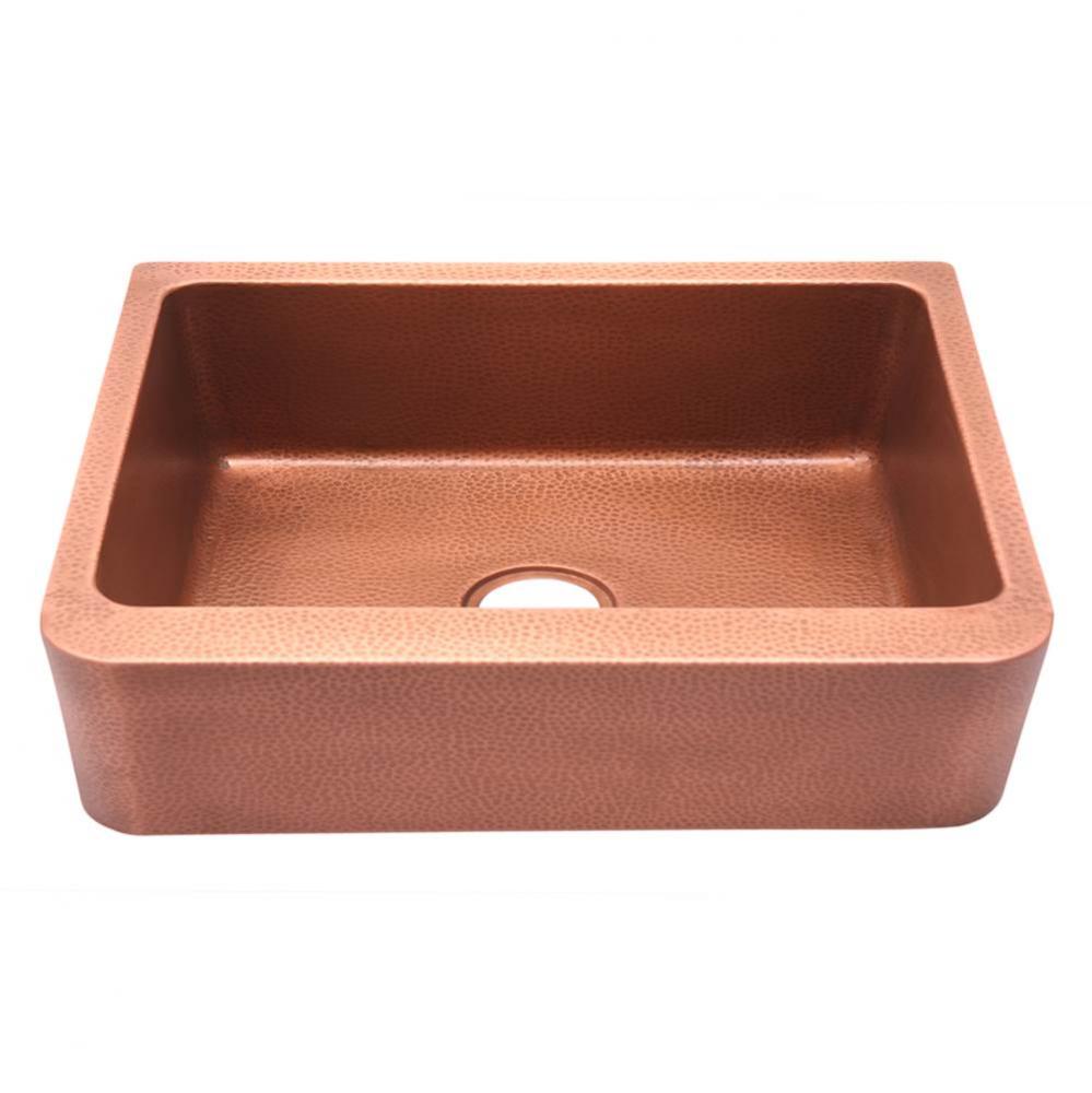 Avena 33'' Hammered Single Bowl Copper Apron Front Sink-AC