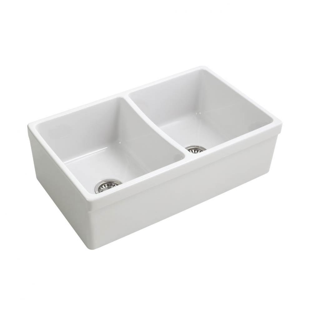 Lettie 33'' Double Bowl Farmer Sink, White