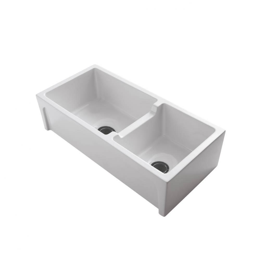 Millwood 36'' DBL Bowl Fire Clay, Apron Front Sink , WH