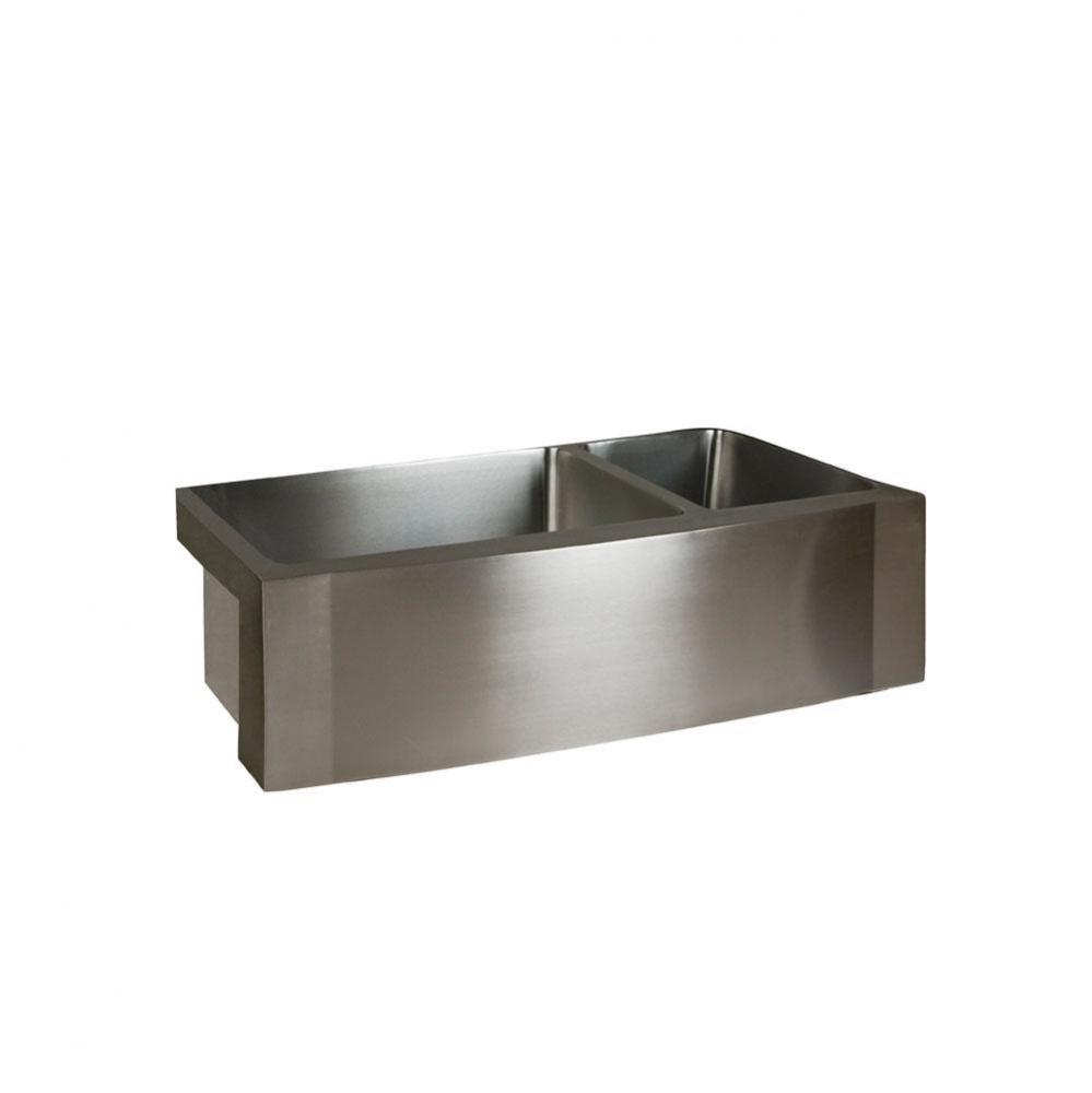 Cervantes 33'' Stainless Steel 70/30 Offset DblBwl Frmer Sink