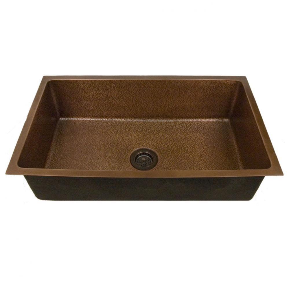 Rocio 36'' Copper Single Bowl Undermount Kitchen Sink, AC