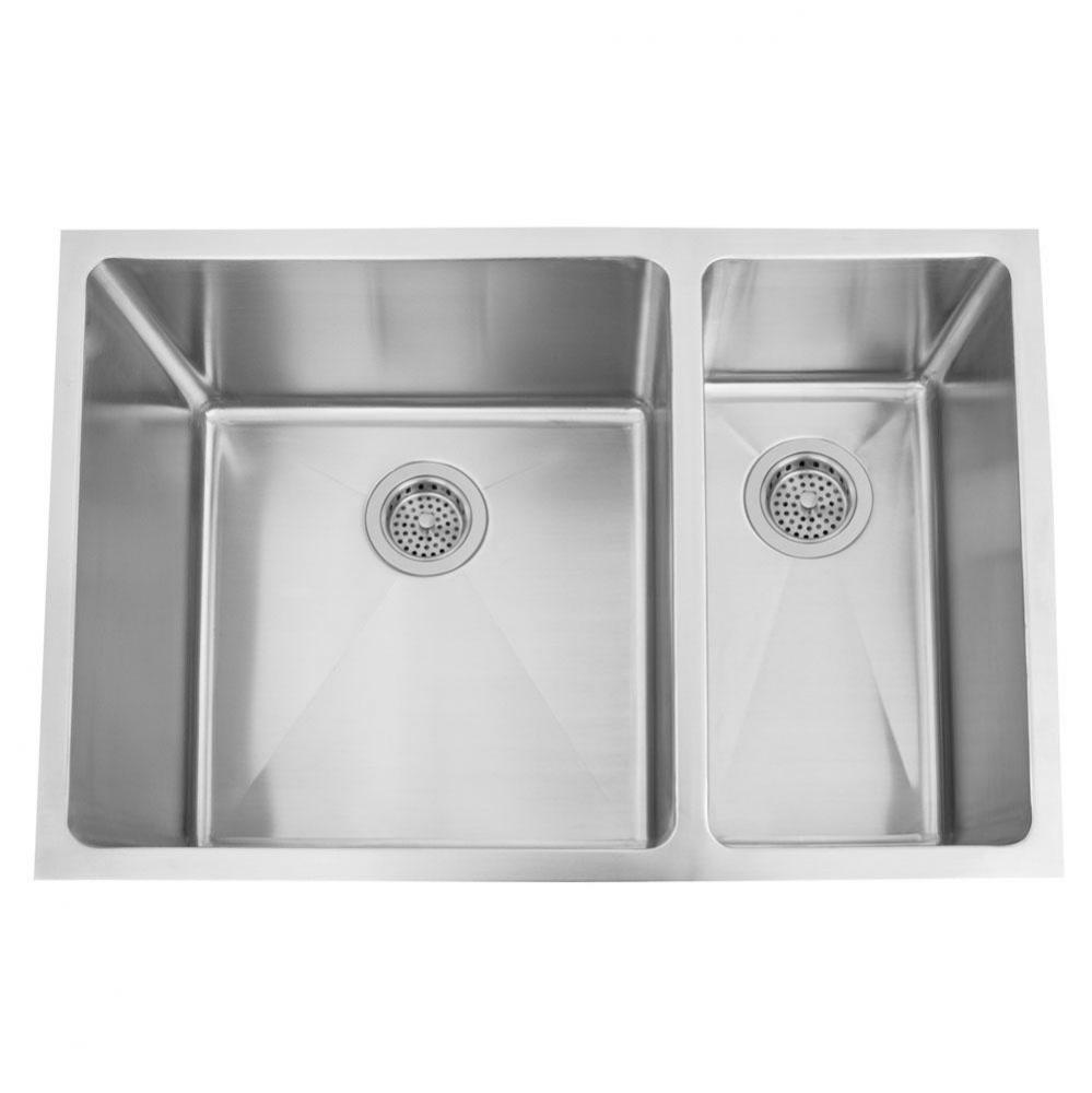 Genaro 29'' SS Deep 70/30 Offset Dbl Bwl Undermount Sink