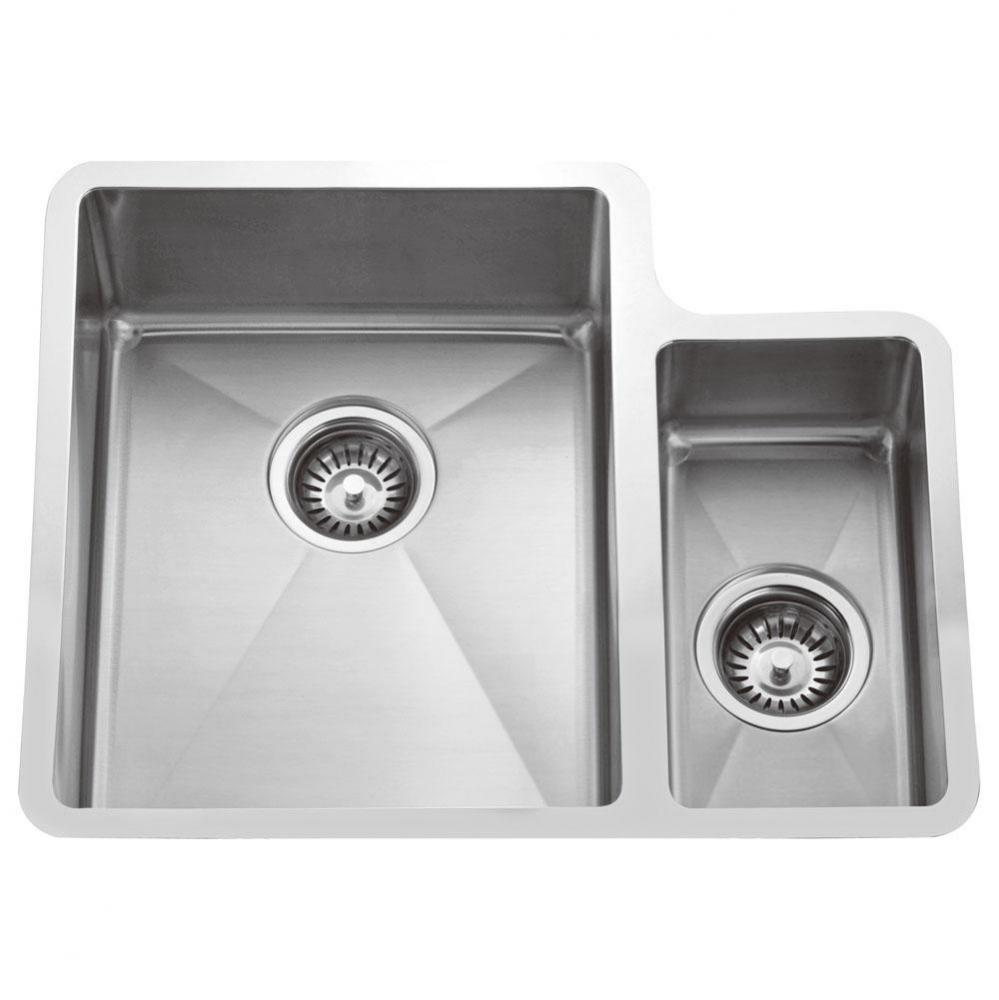 Fennel 24'' Double Bowl 70/30 Kitchen Sink, Stainless Steel