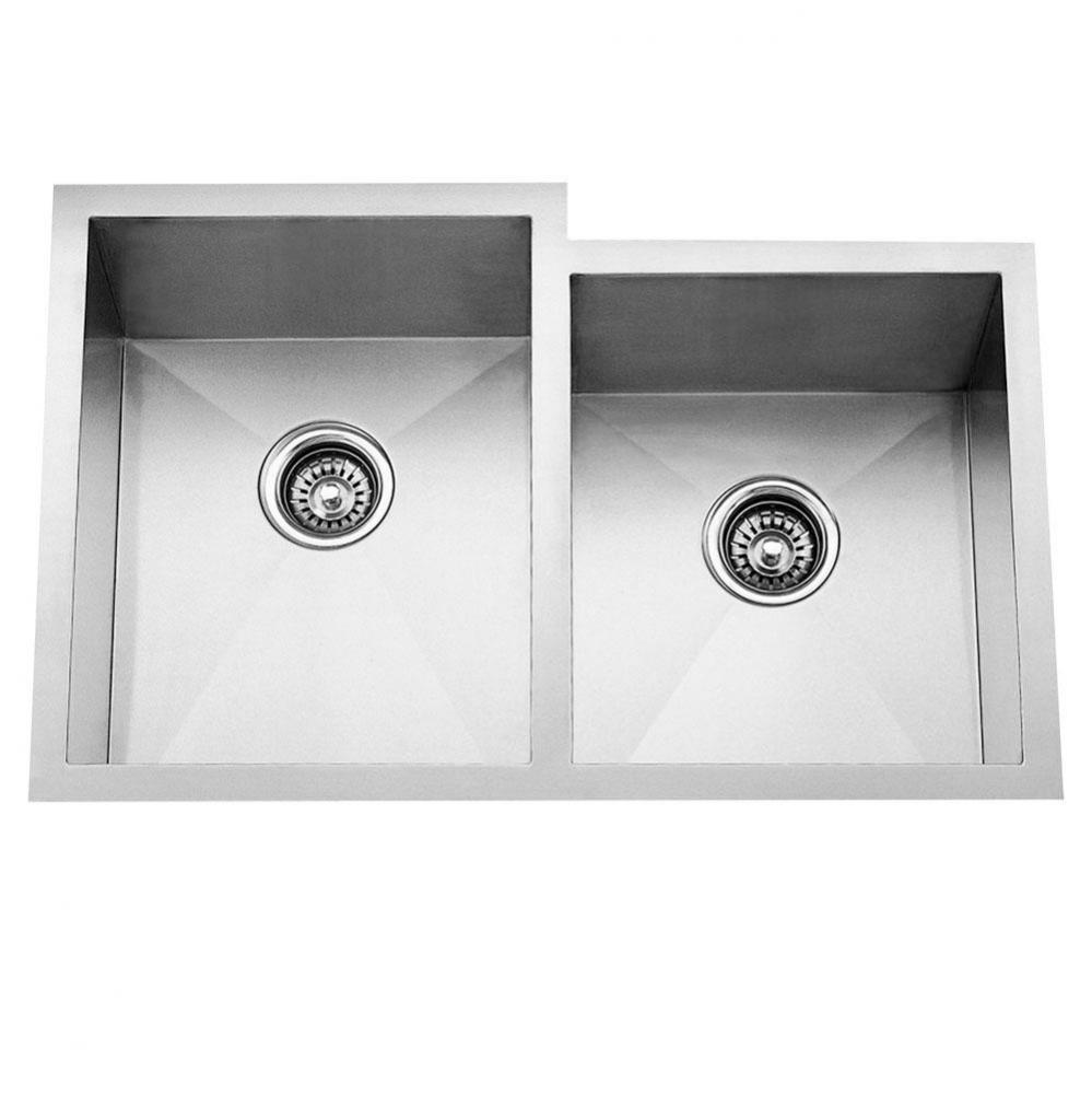 Gibson 32'' SS 60/40 Offset Dbl Bowl Undermount Sink