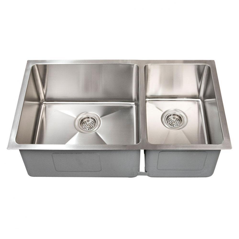 Guilio 32'' SS 60/40 Offset Dbl Bowl Undermount Sink