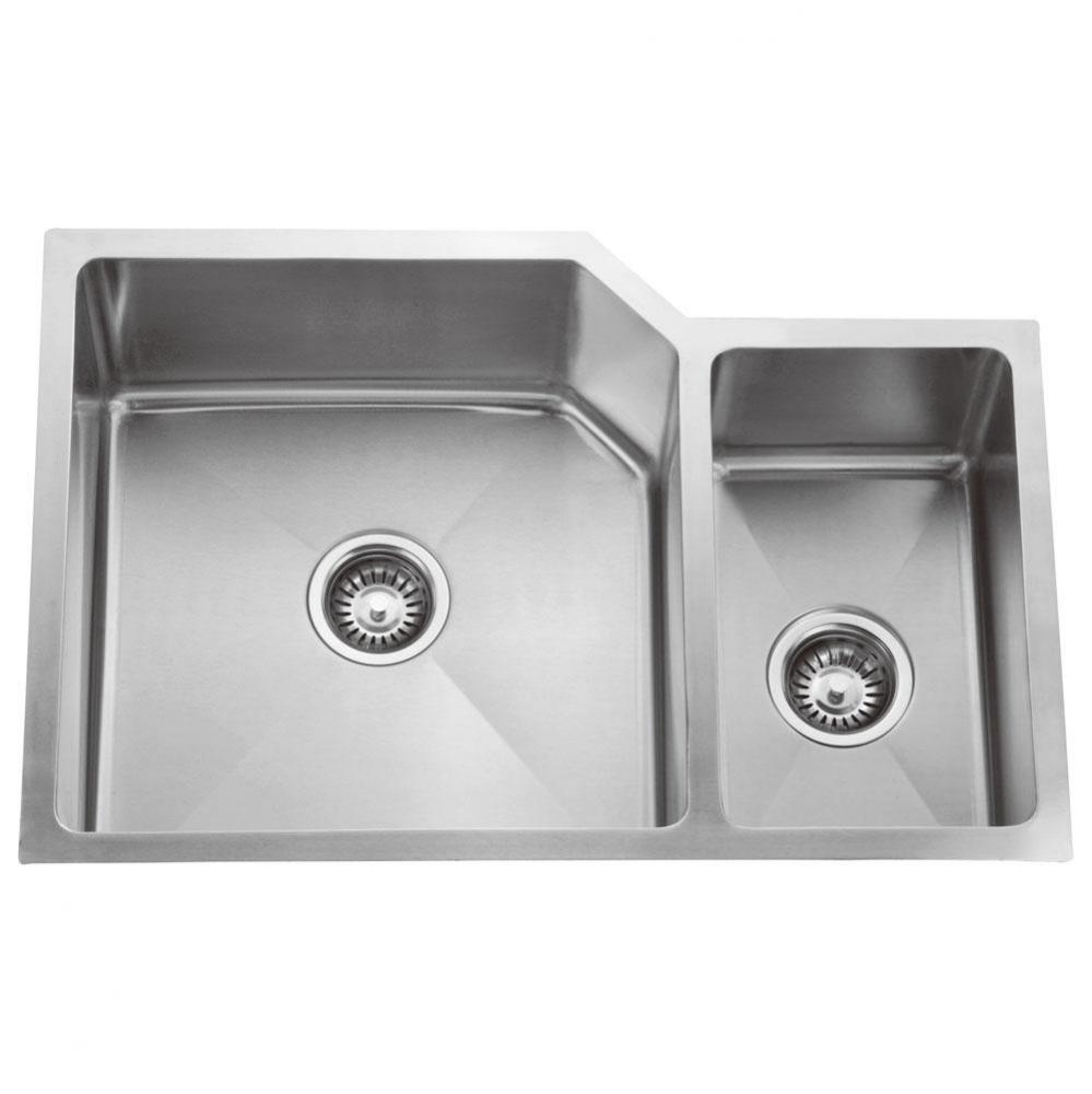 Laguna 33' SS 70/30 Double Bowl Offset Undermount Sink