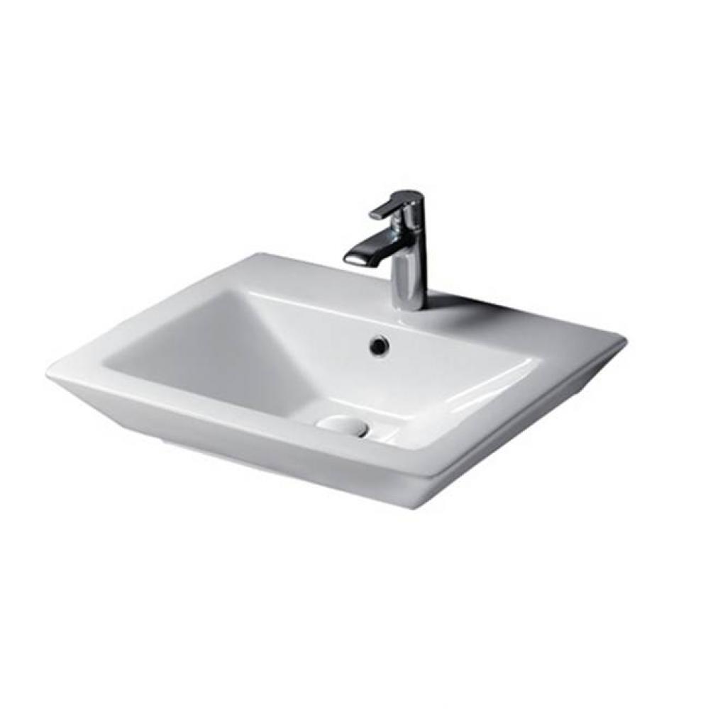 Opulence 23'' Wall-Hung Basin, White, Rect. Bowl, 8'' WS