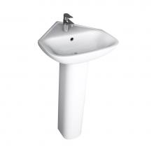 Barclay B/3-1109WH - Eden 450 Corner Ped Lav Basin Only, 1-Hole, White