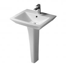 Barclay 3-368WH - Opulence 23'' Ped Lav, Rect. Bowl, 8'' WS, White