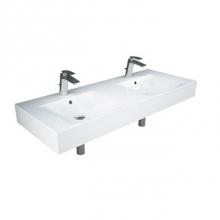 Barclay 4-1631WH - Des 1210 Double Bowl 47'' Wall Basin 1-hole, White