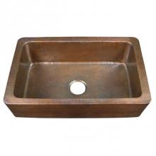 Barclay 6941-AC - Delta Single Bowl Farmhouse Sink, Hammered Antique Copper