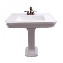 Barclay 3-3014WH - Corbin Rectangular Pedestal Lavatory, 4'' CC, White