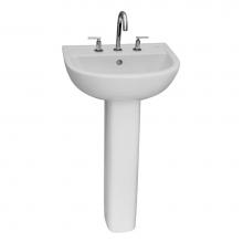 Barclay 3-556WH - Compact 545 Pedestal Lavatory 6'' Mini Spread, White